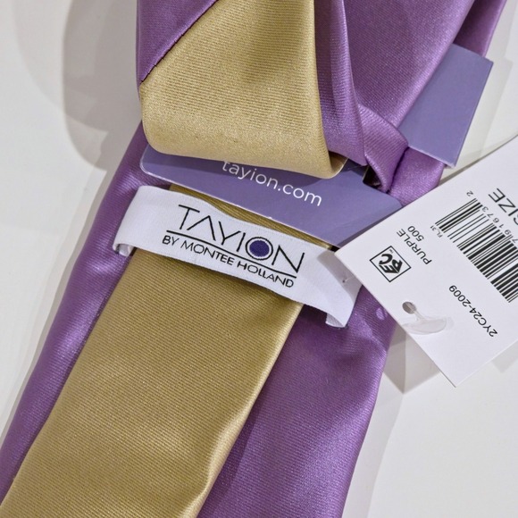 Tayion by Montee Holland Tie‎ Mens Purple Solid Necktie One Size NWT - Picture 5 of 5